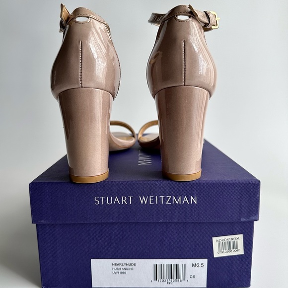 ✨STUART WEITZMAN NearlyNude Strappy Patent Leather Sandals Hush Aniline 6.5M - Picture 10 of 15